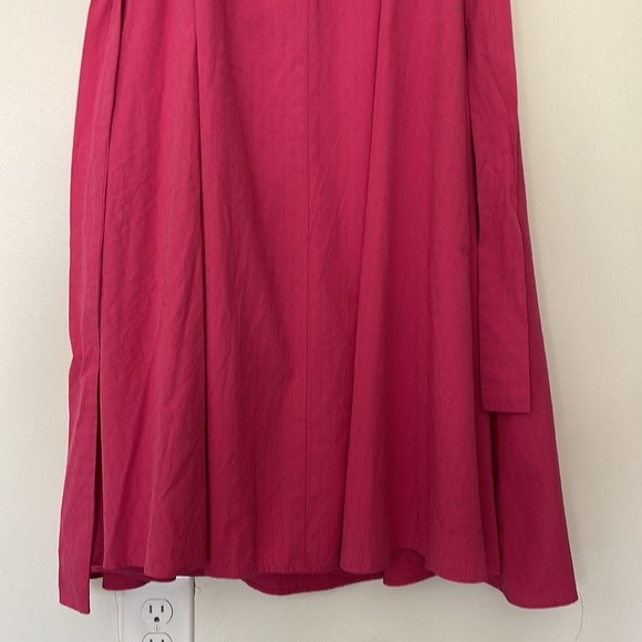 Ann Taylor | Pink Puff Sleeve Tie Waist Midi Flare Cottagecore Dress Small - Picture 8 of 11